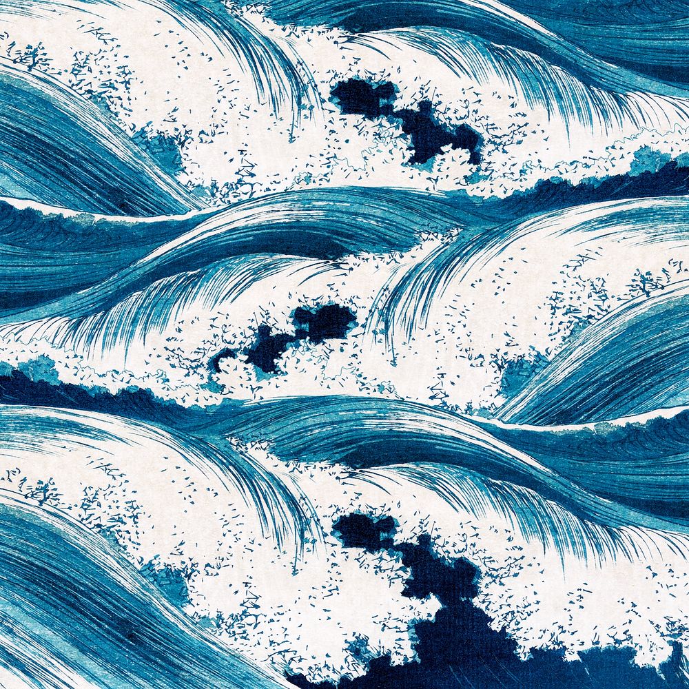 Uehara Konen's ocean waves pattern art, remixed by rawpixel