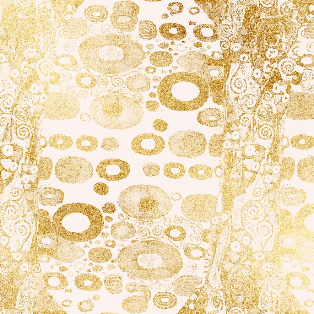 Aesthetic gold Gustav Klimt's Hope II pattern, famous painting design, remixed by rawpixel
