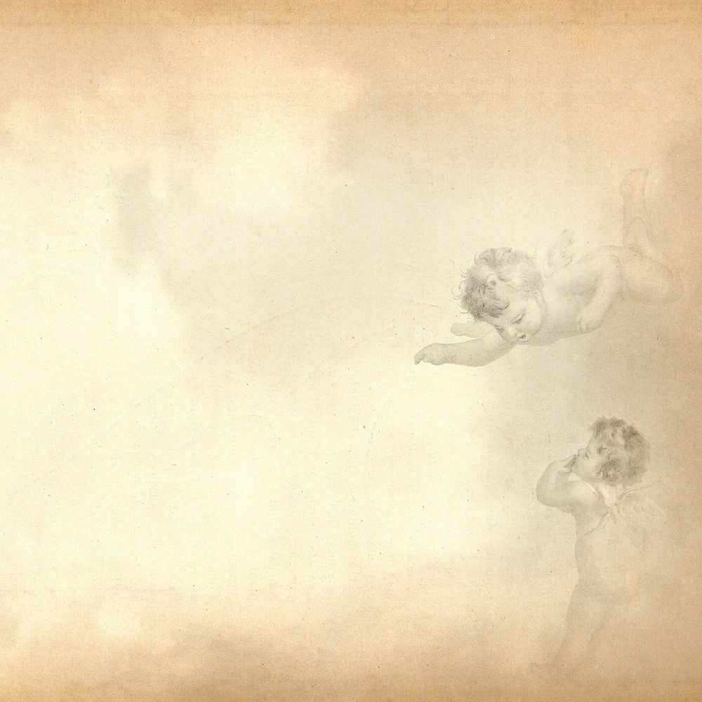 Vintage cherubs border beige background, remixed by rawpixel