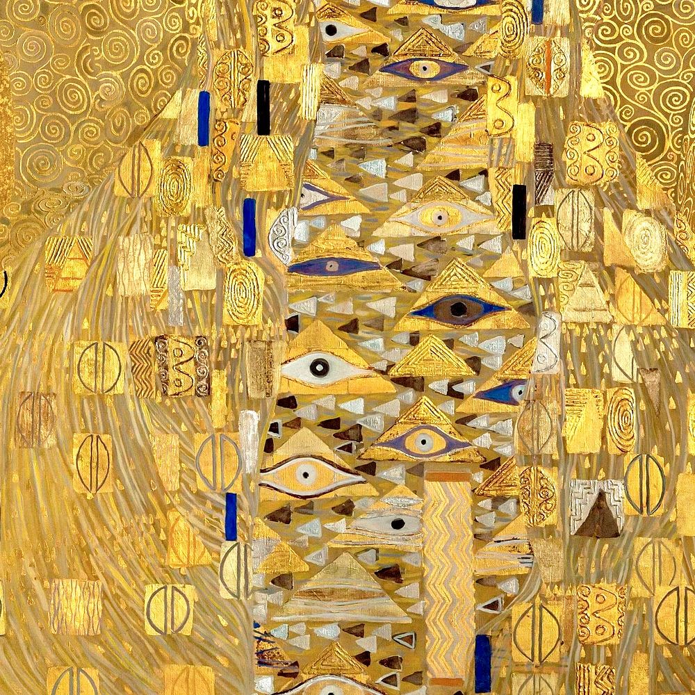 Gustav Klimt's Portrait of Adele Bloch-Bauer I, famous painting pattern design, remixed by rawpixel