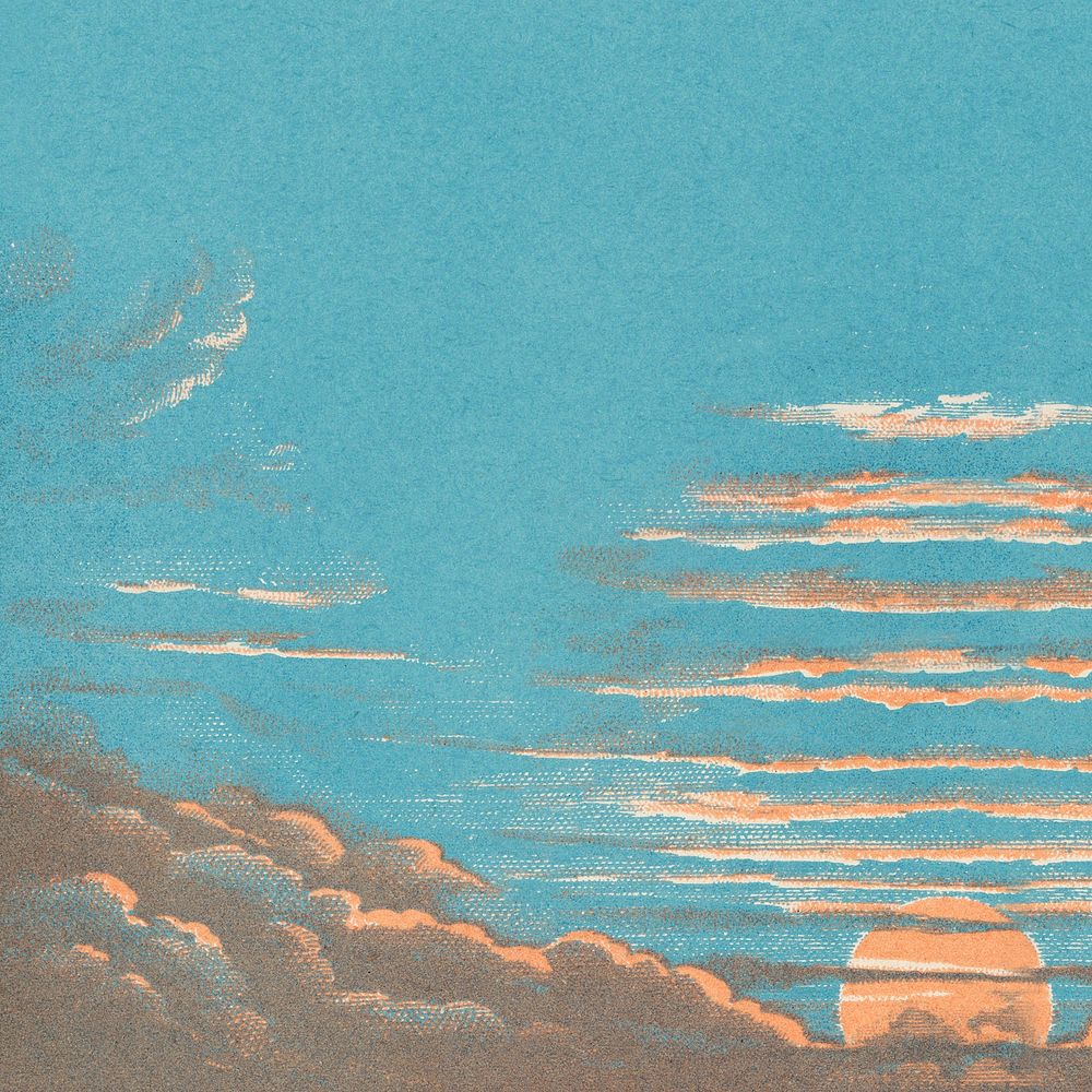 Imprimeur E. Pichot's cloudy sky illustration, remixed by rawpixel