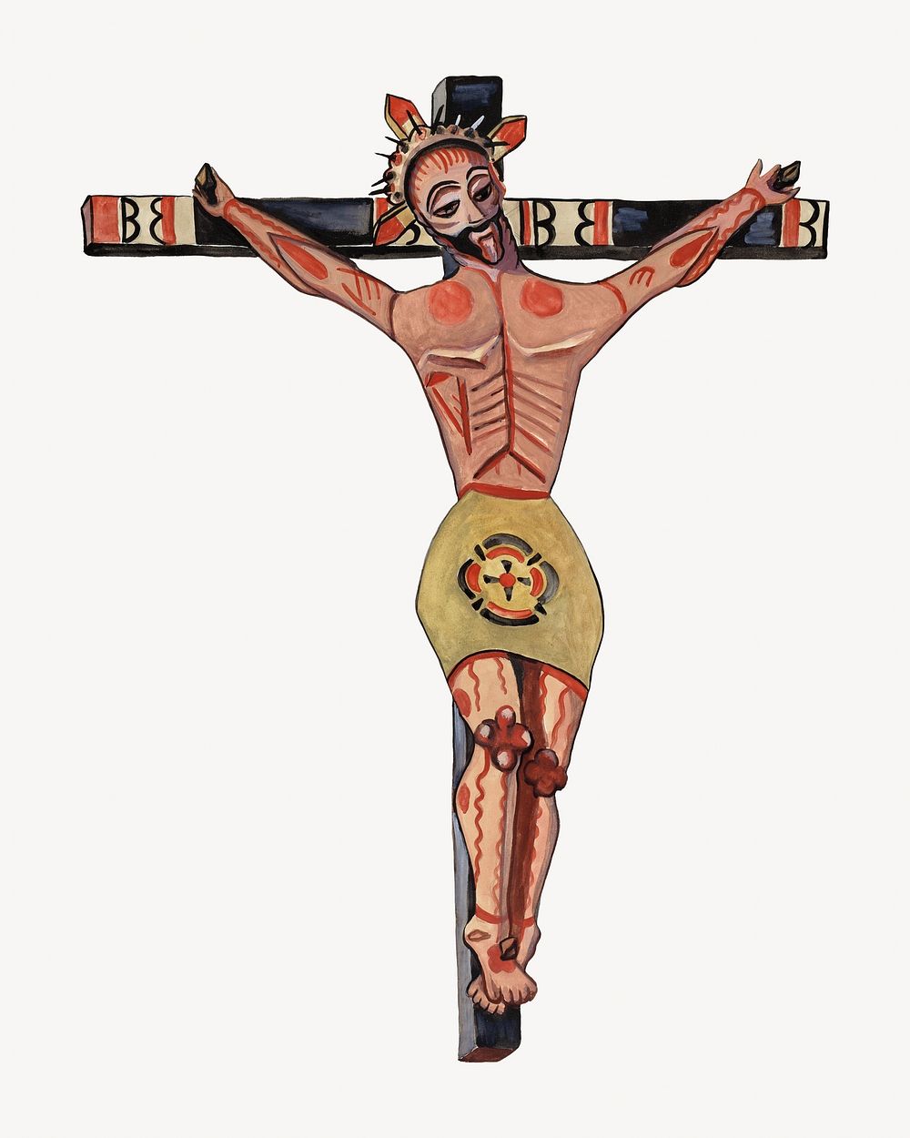 Crucifix isolated vintage object on white background