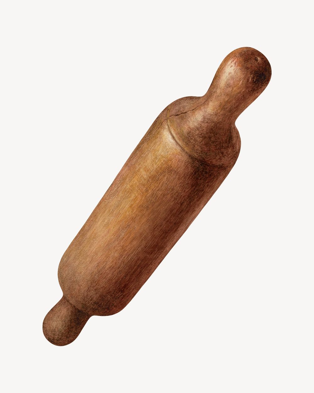 Rolling pin isolated vintage object on white background
