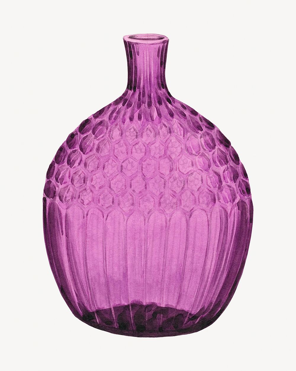 Vintage pink vase isolated vintage object on white background