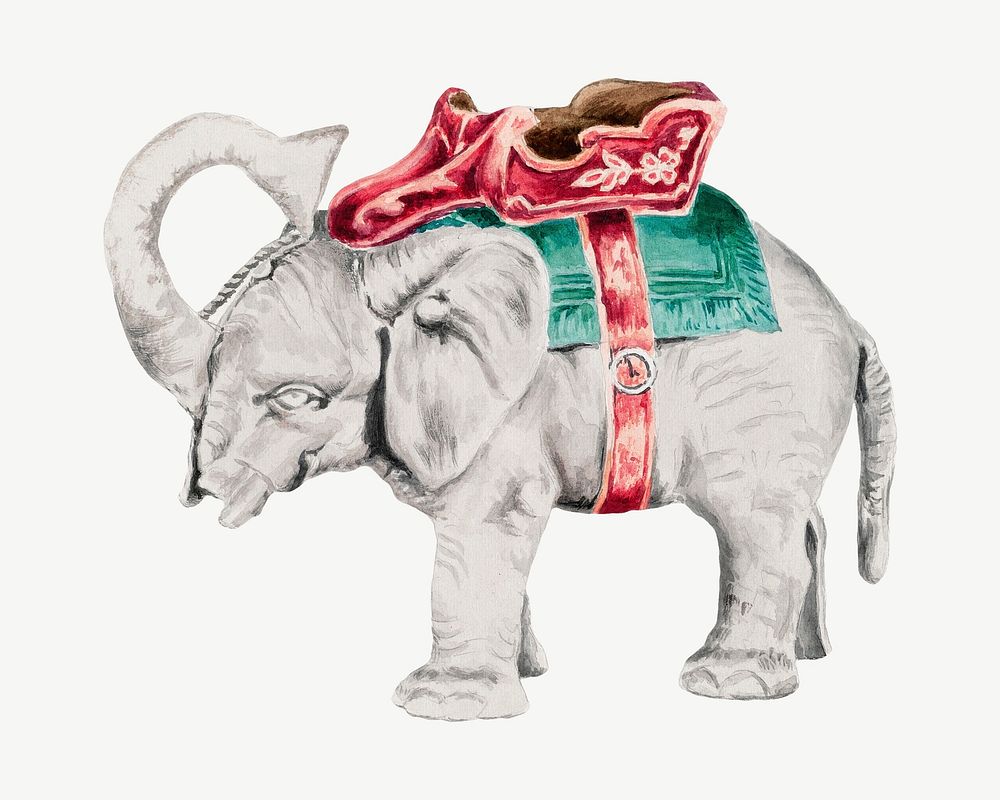 Vintage elephant, animal collage element by Charles Moss psd, remixed by rawpixel