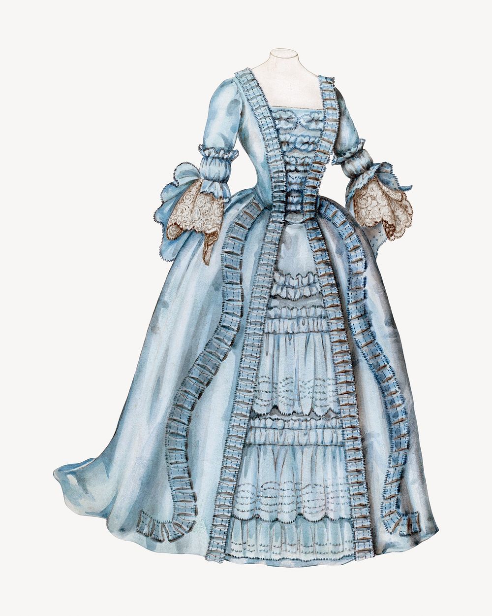 Blue Victorian gown illustration 