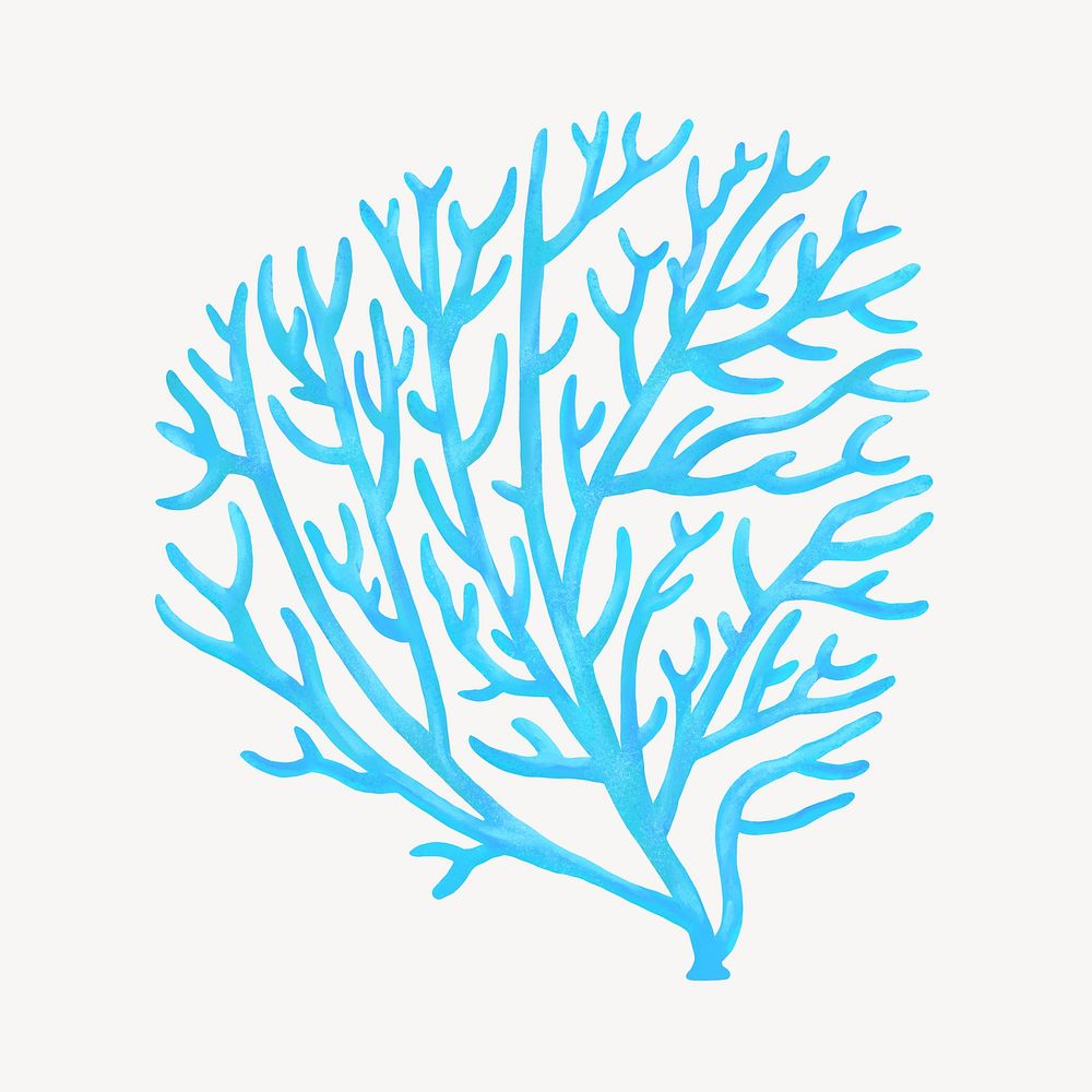 Blue coral, aesthetic nature illustration