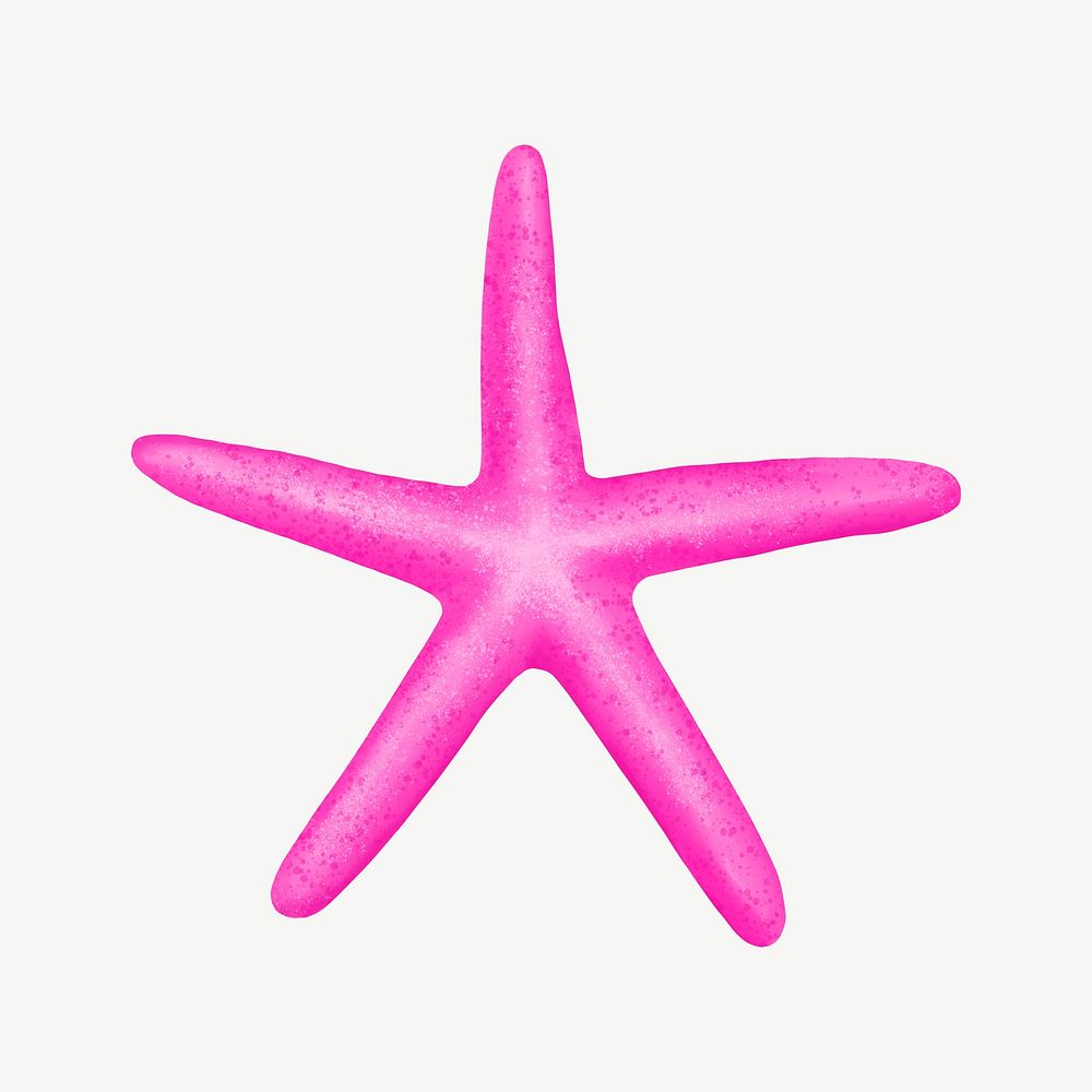 Pink starfish, animal illustration, collage element psd