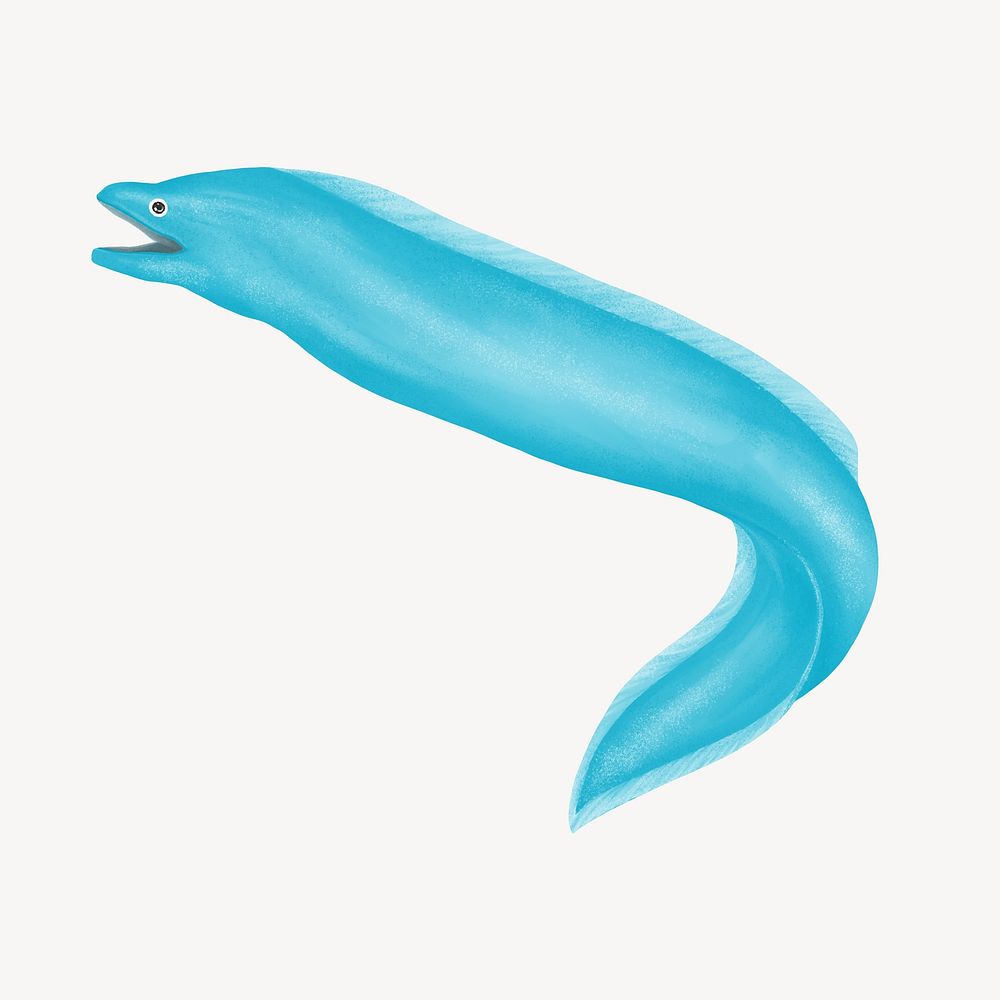 Blue eel, cute hand drawn illustration