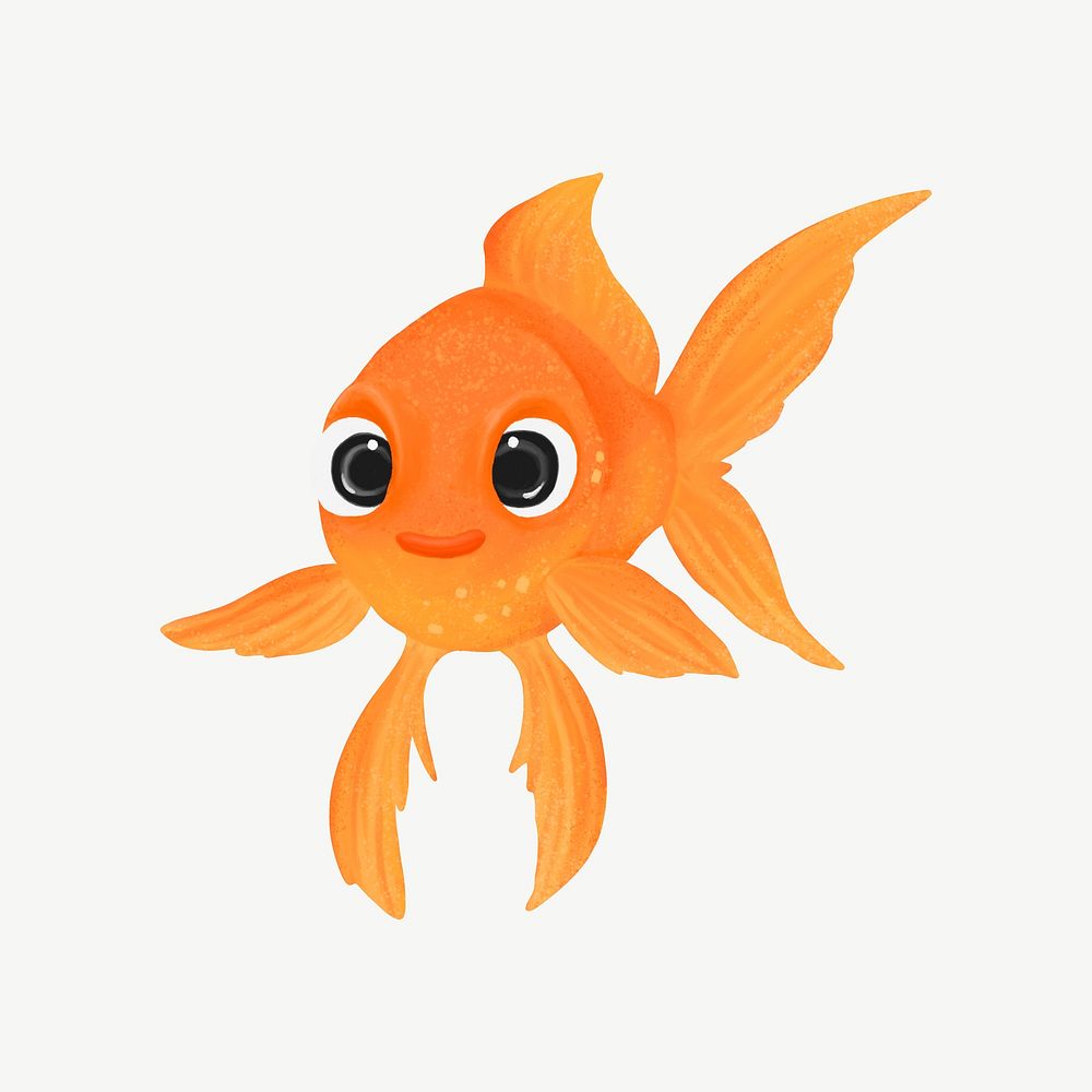 Cute goldfish, animal illustration, collage element psd