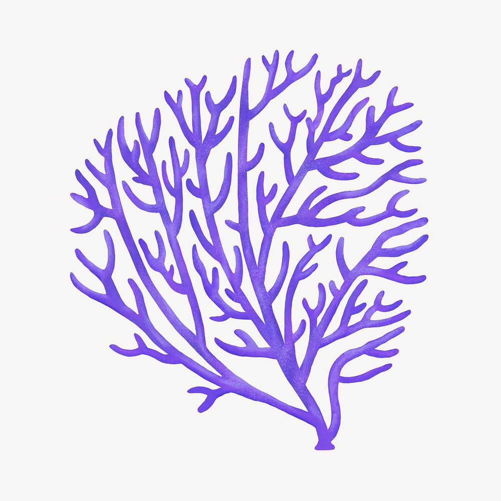 Purple coral, aesthetic nature illustration