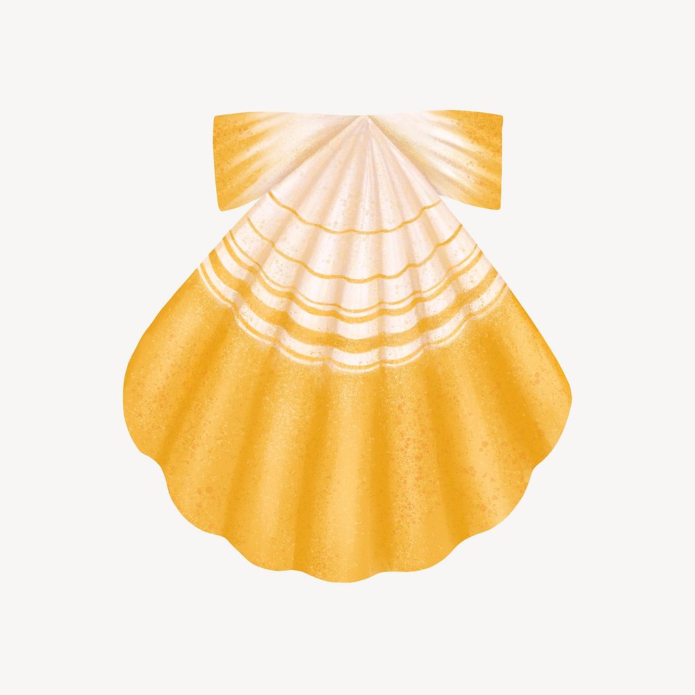 Yellow scallop shell, animal illustration
