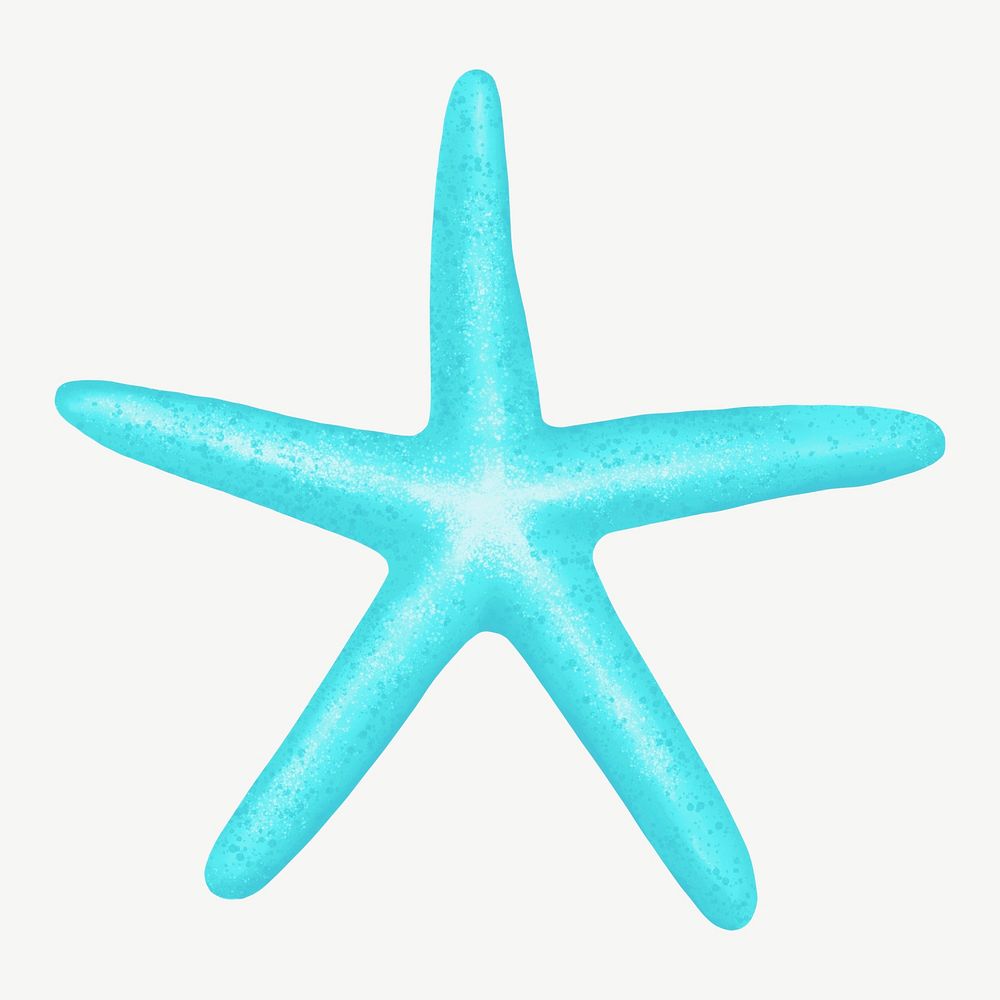 Turquoise starfish, animal illustration, collage element psd