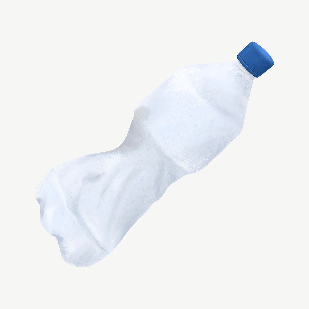 Plastic bottle, trash pollution illustration psd