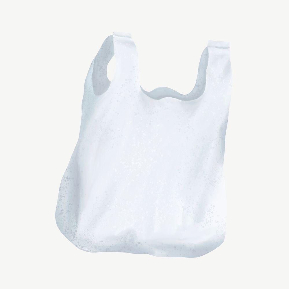 Plastic bag, trash pollution illustration psd