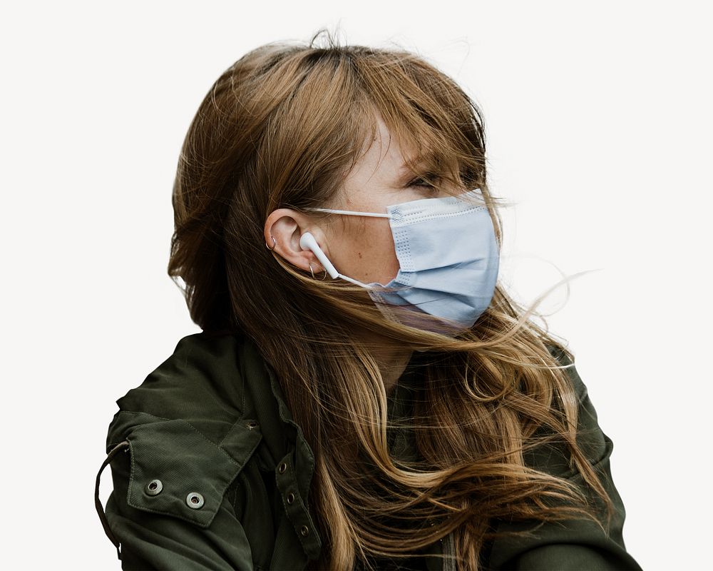 Girl wearing mask isolated design