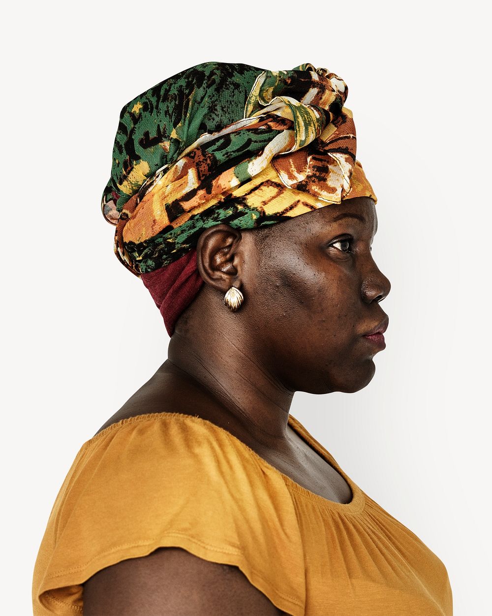 Ugandan woman portrait collage element psd