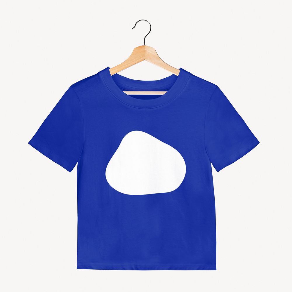 Simple blue t-shirt on wooden hanger