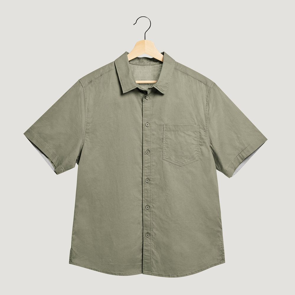 Green linen shirt mockup men's apparel 