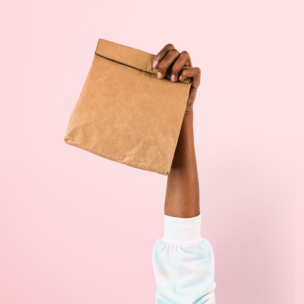 Paper bag packaging mockup psd for food concept