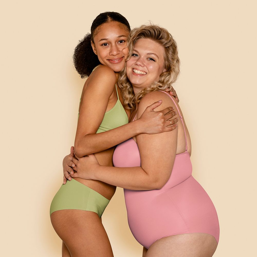 Body positivity swimwear mockup, women's summer fashion psd