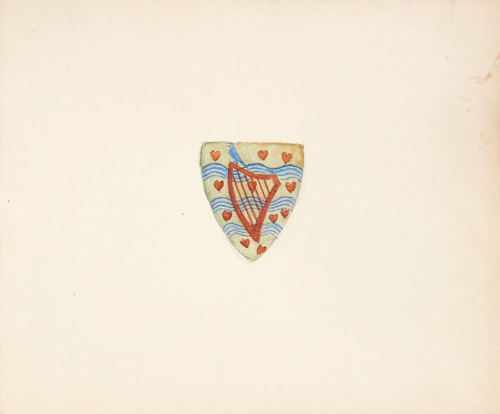 Coat of arms with harp and hearts by Agnes Slott-M&oslash;ller