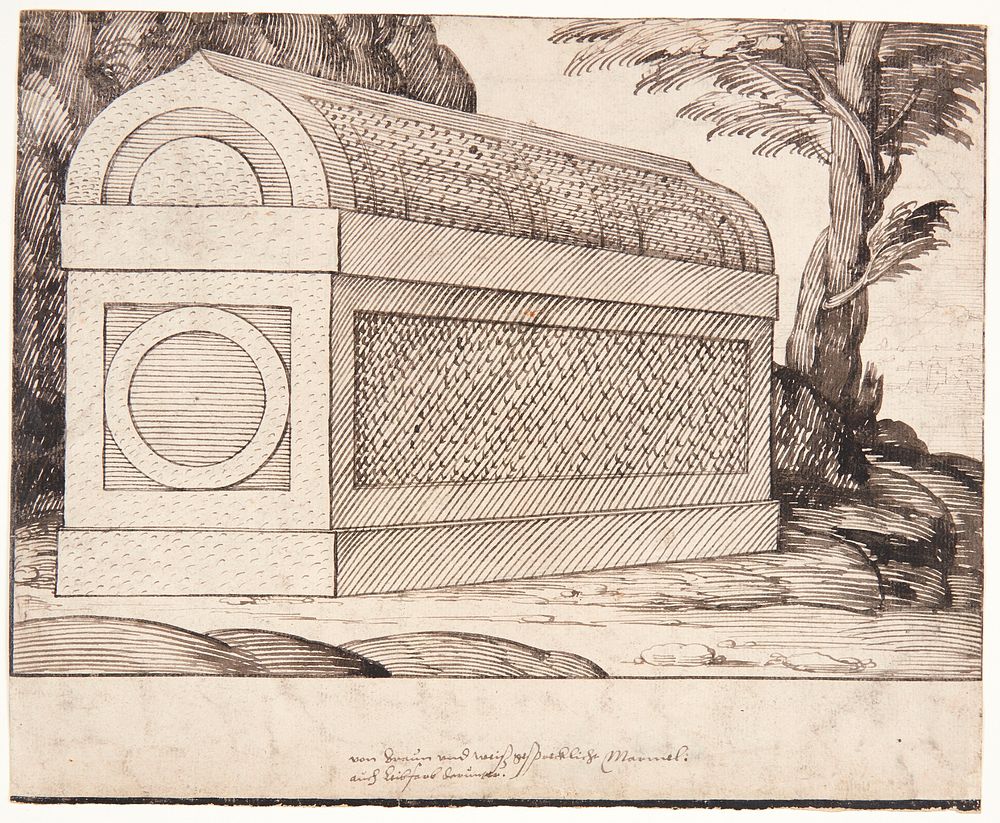 A sarcophagus by Melchior Lorck