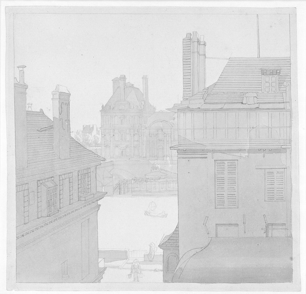 View from Eckersberg's Lodging in the Hôtel d'Irlande, Rue de Beaune no. by C.W. Eckersberg