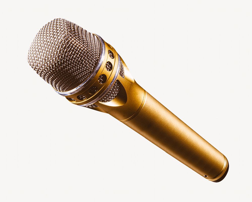 Gold microphone isolated image