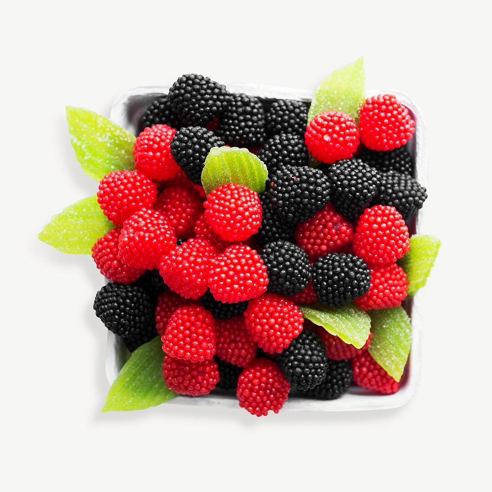 Raspberries fruit collage element psd