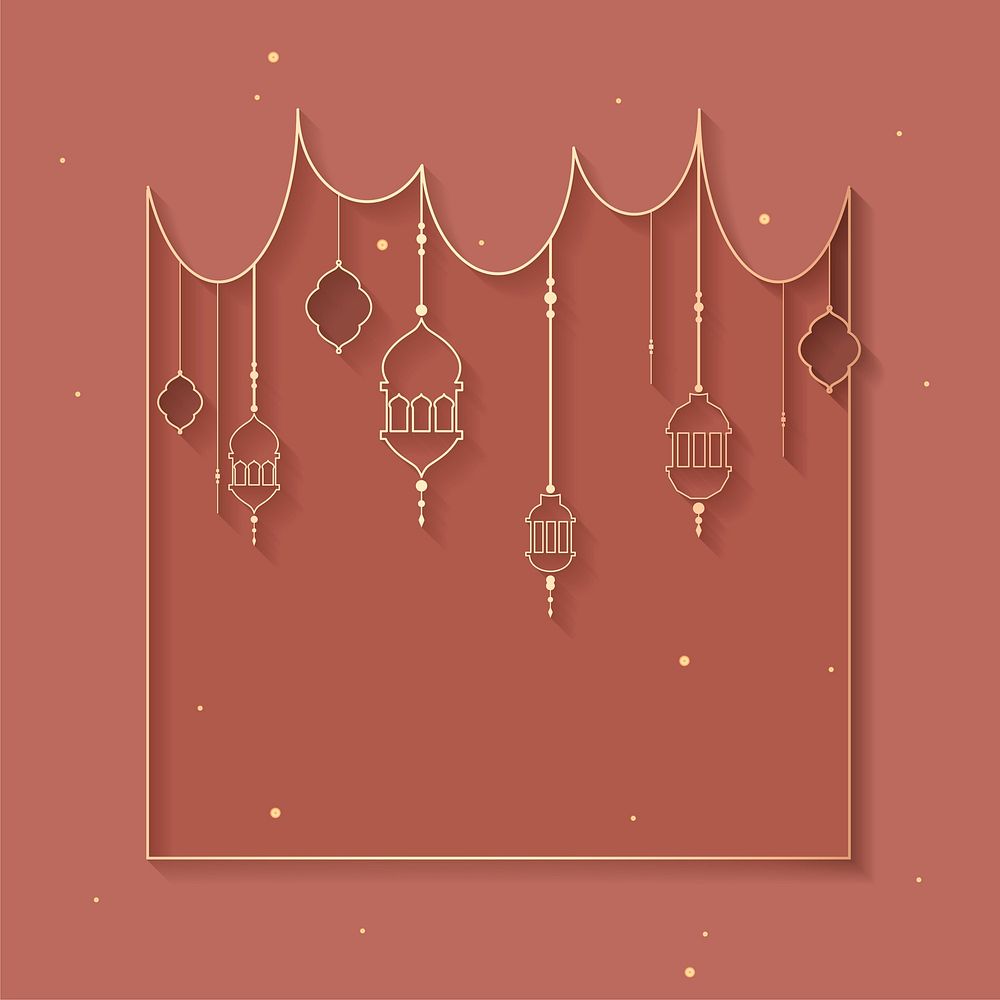 Gold lanterns frame, Ramadan design