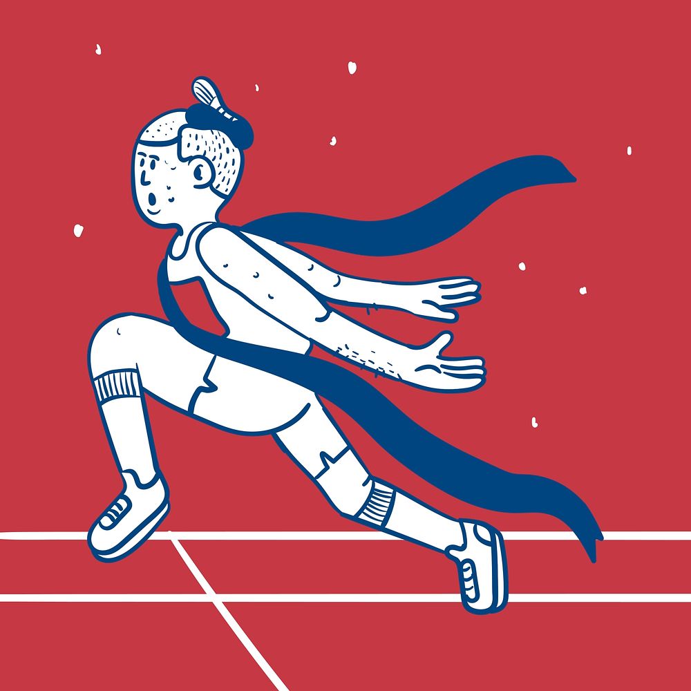 Runner winning marathon illustration