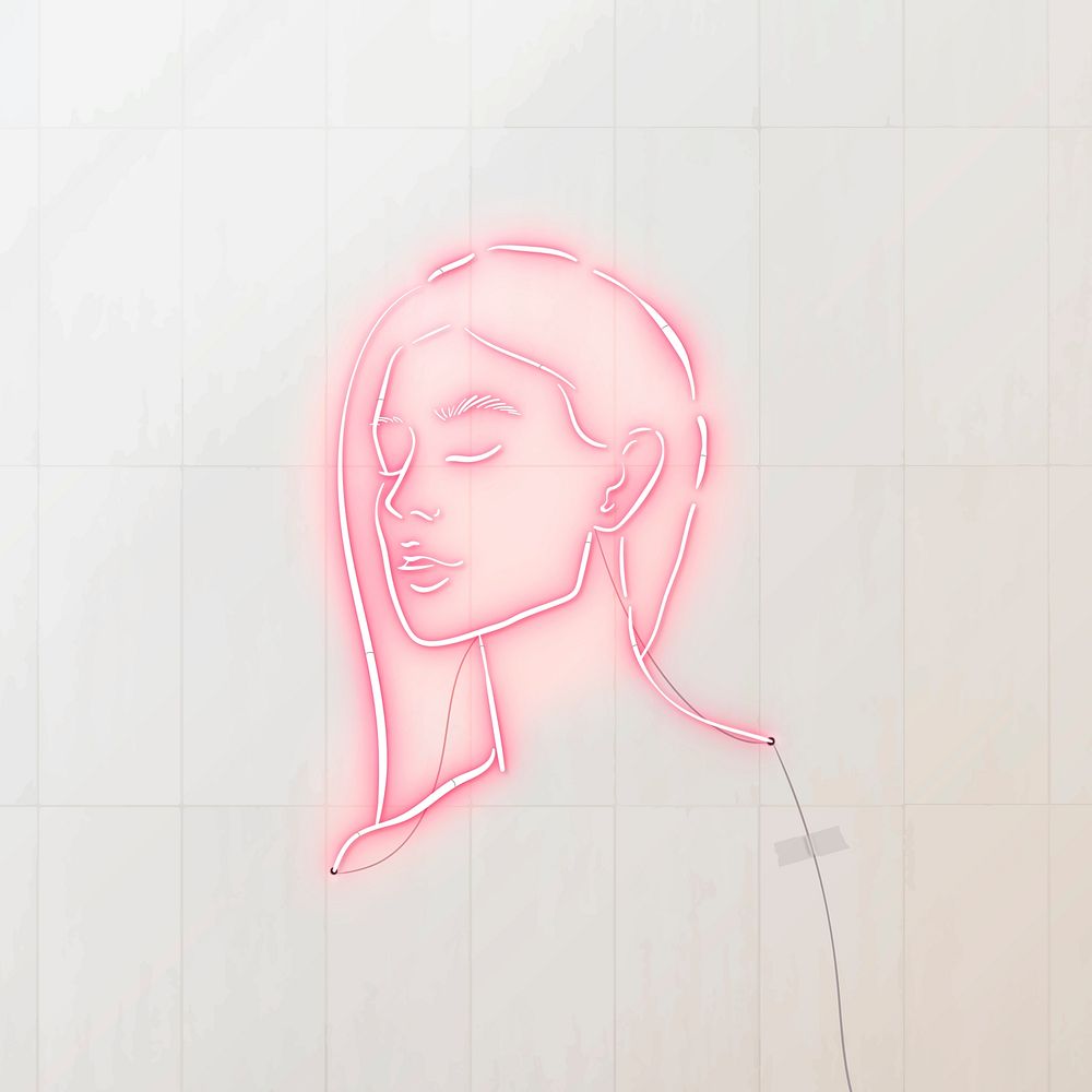 Pink neon woman illustration