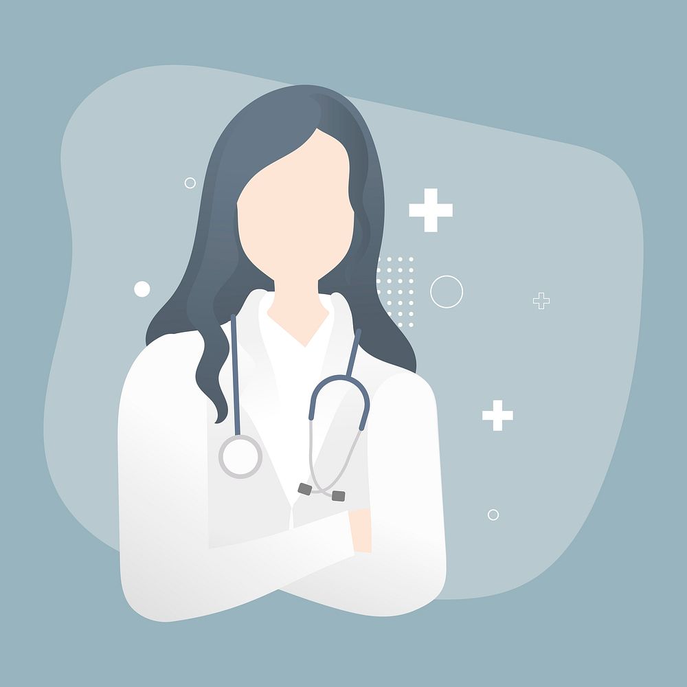 Female doctor, healthcare medical illustration