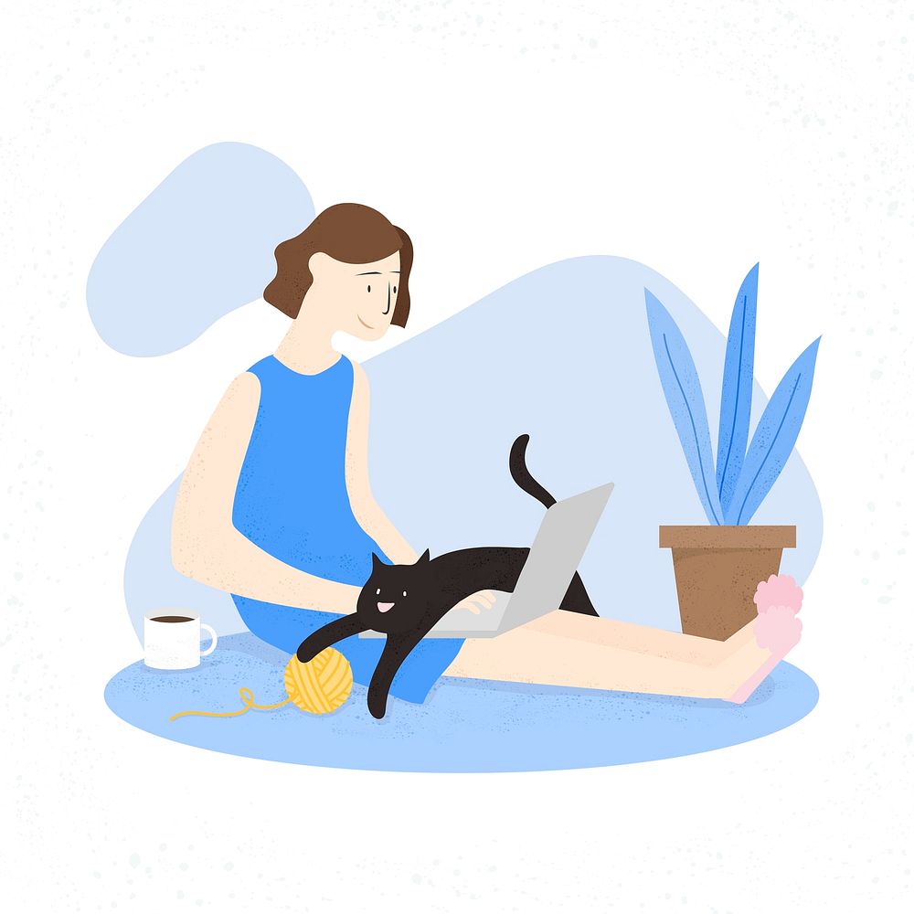 Stay home with your pet, covid-19 awareness illustration
