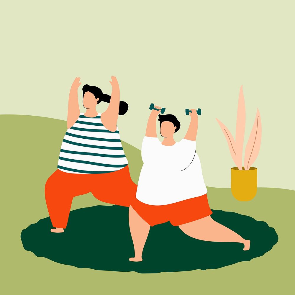 People exercising at home illustration