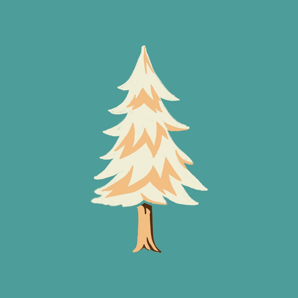 Beige pine tree collage element psd