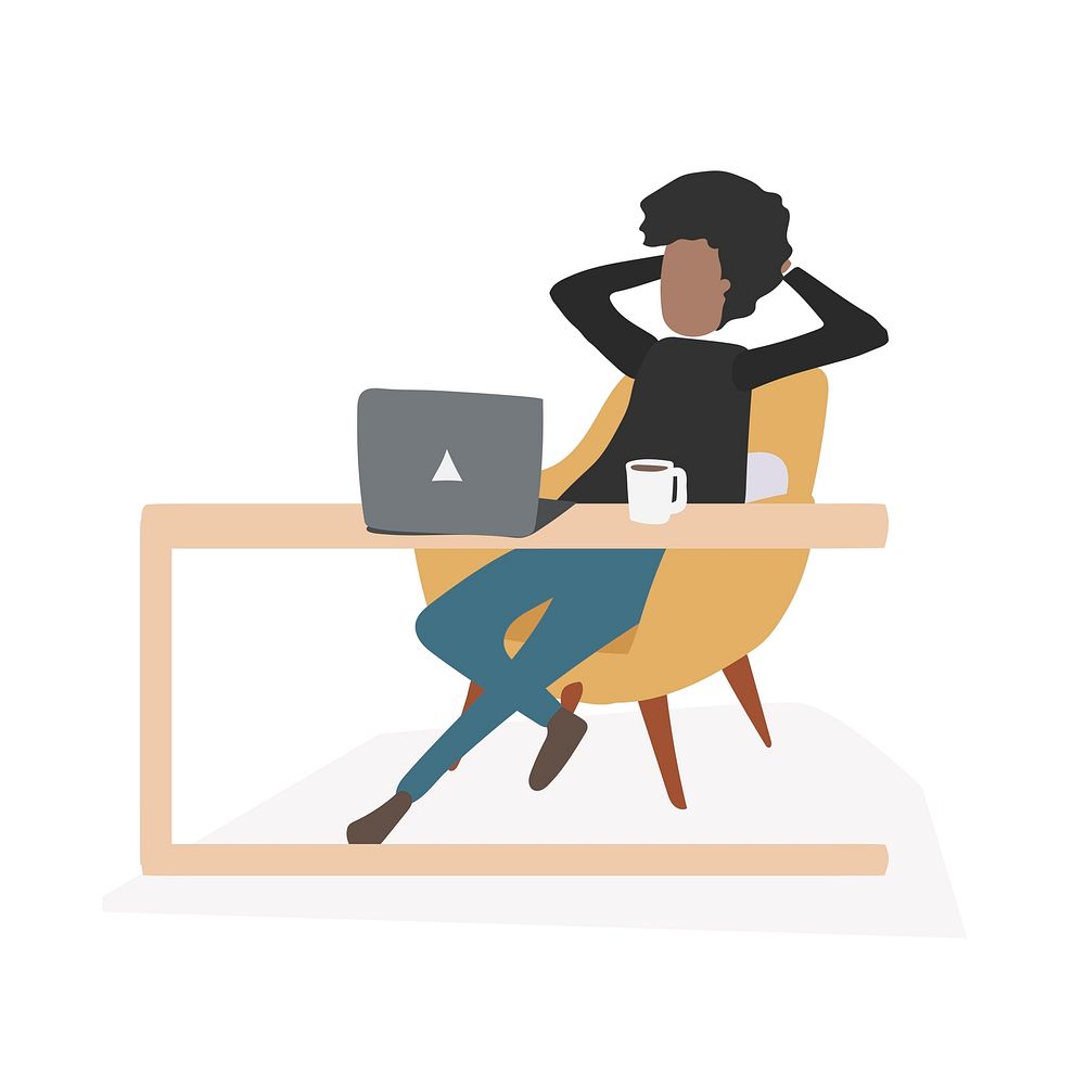 Woman working from home illustration