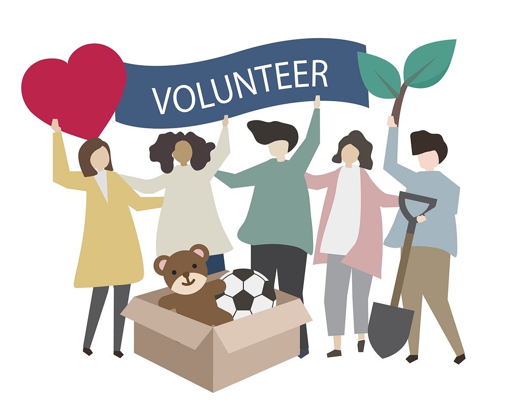Volunteering community service & donation illustration