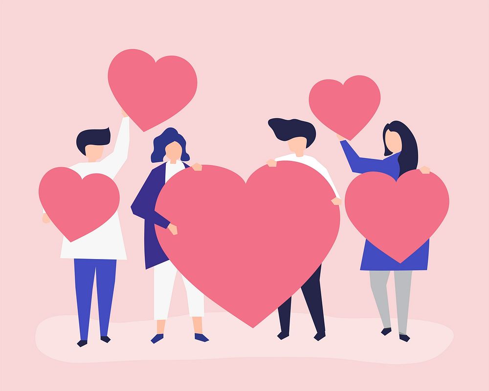 People holding heart  illustration