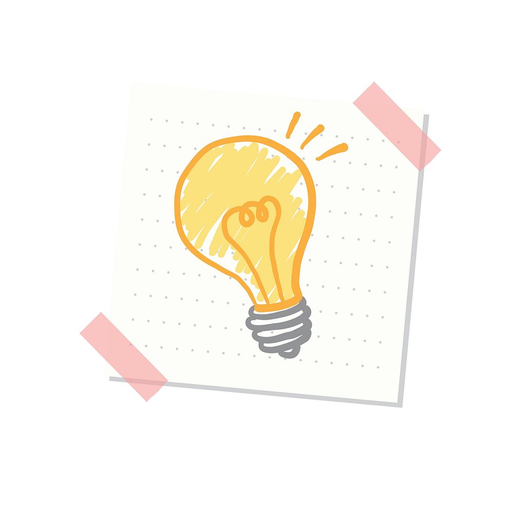 Light bulb on note paper illustration