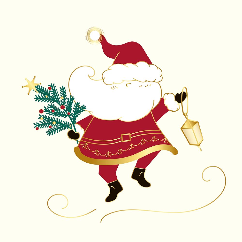 Santa Claus doodle, Christmas character illustration