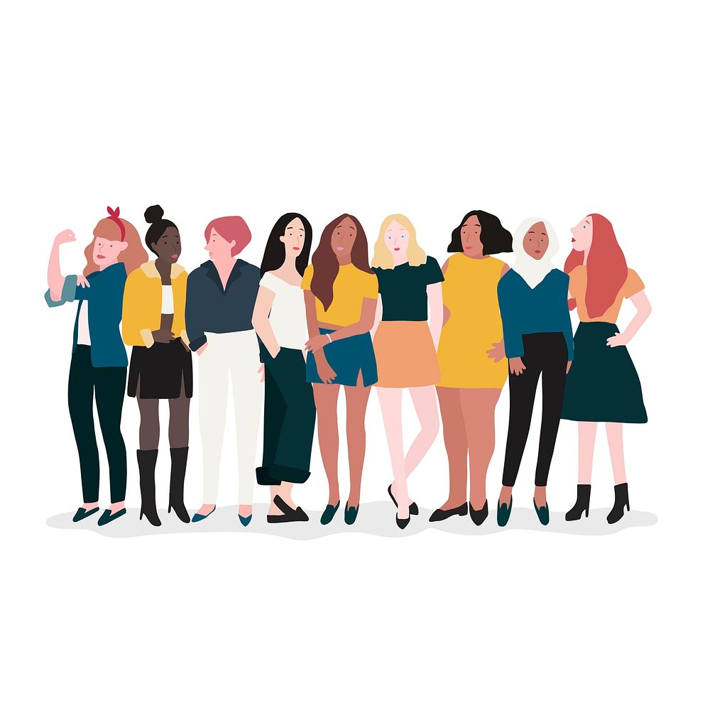 Group of diverse women illustration
