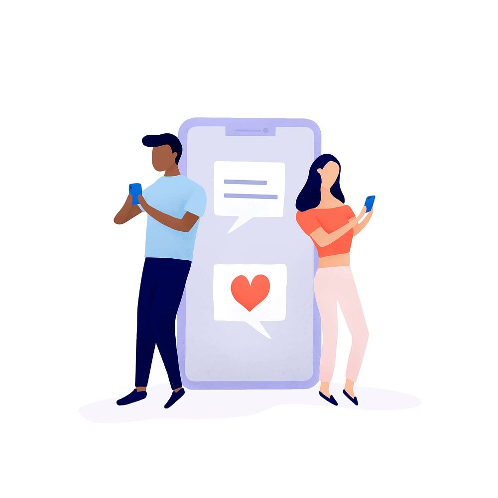 Couple chatting on social media illustration