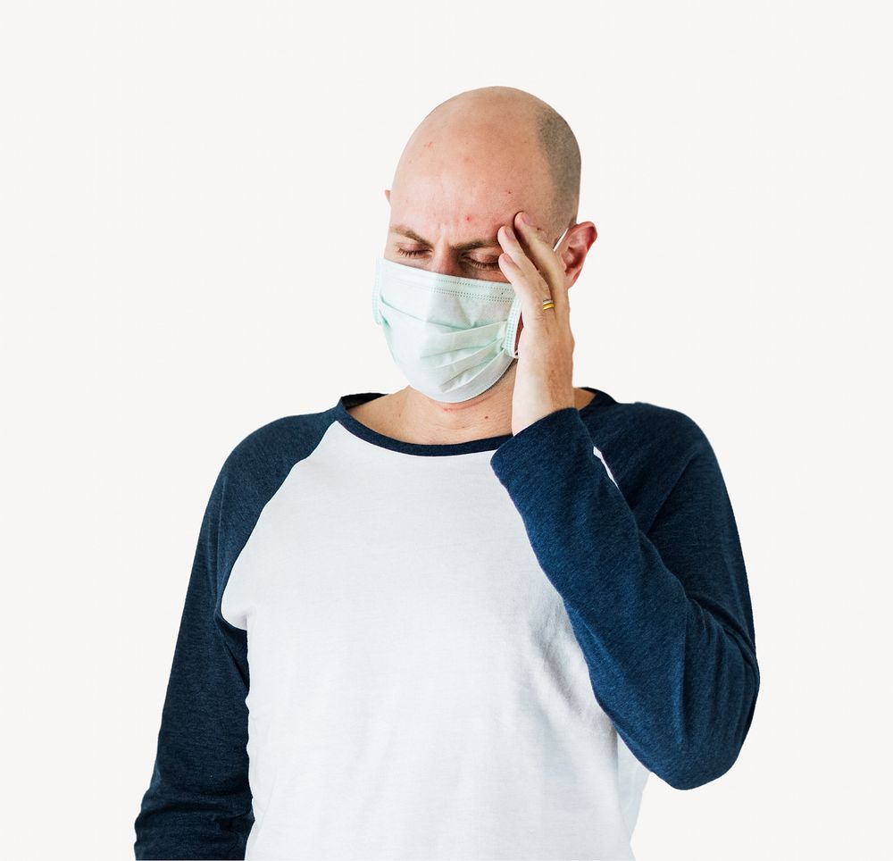 Sick man wearing mask isolated image