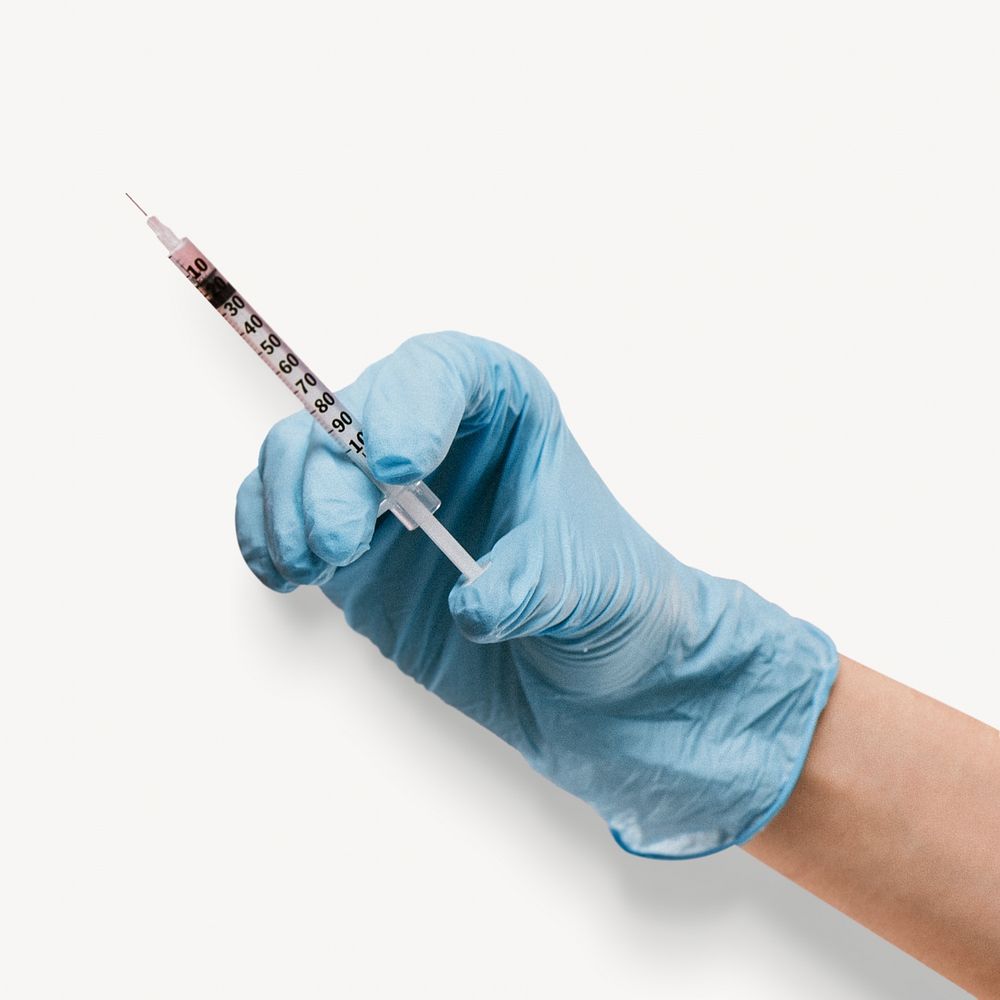 Nurse holding syringe isolated image