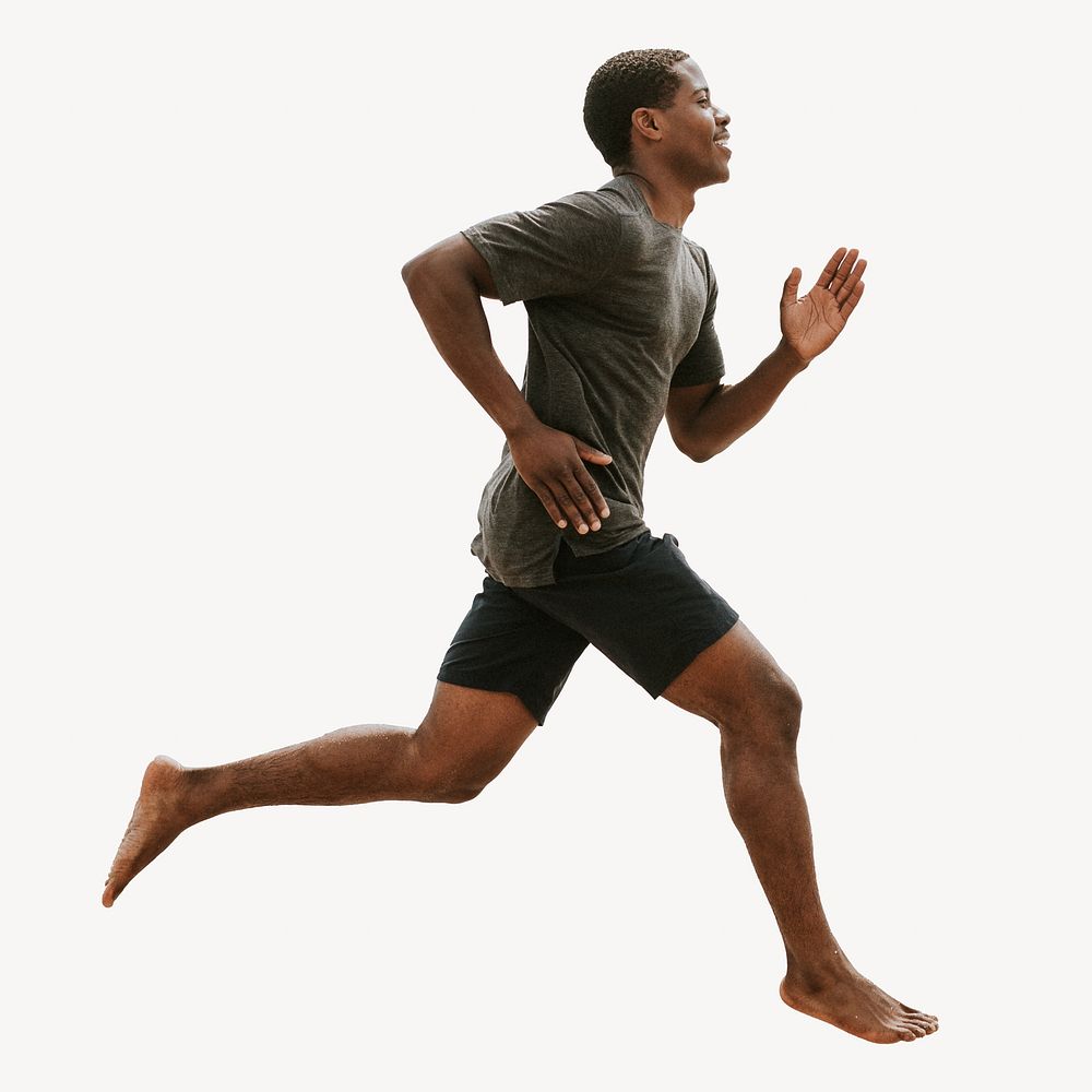 Black man running isolated image
