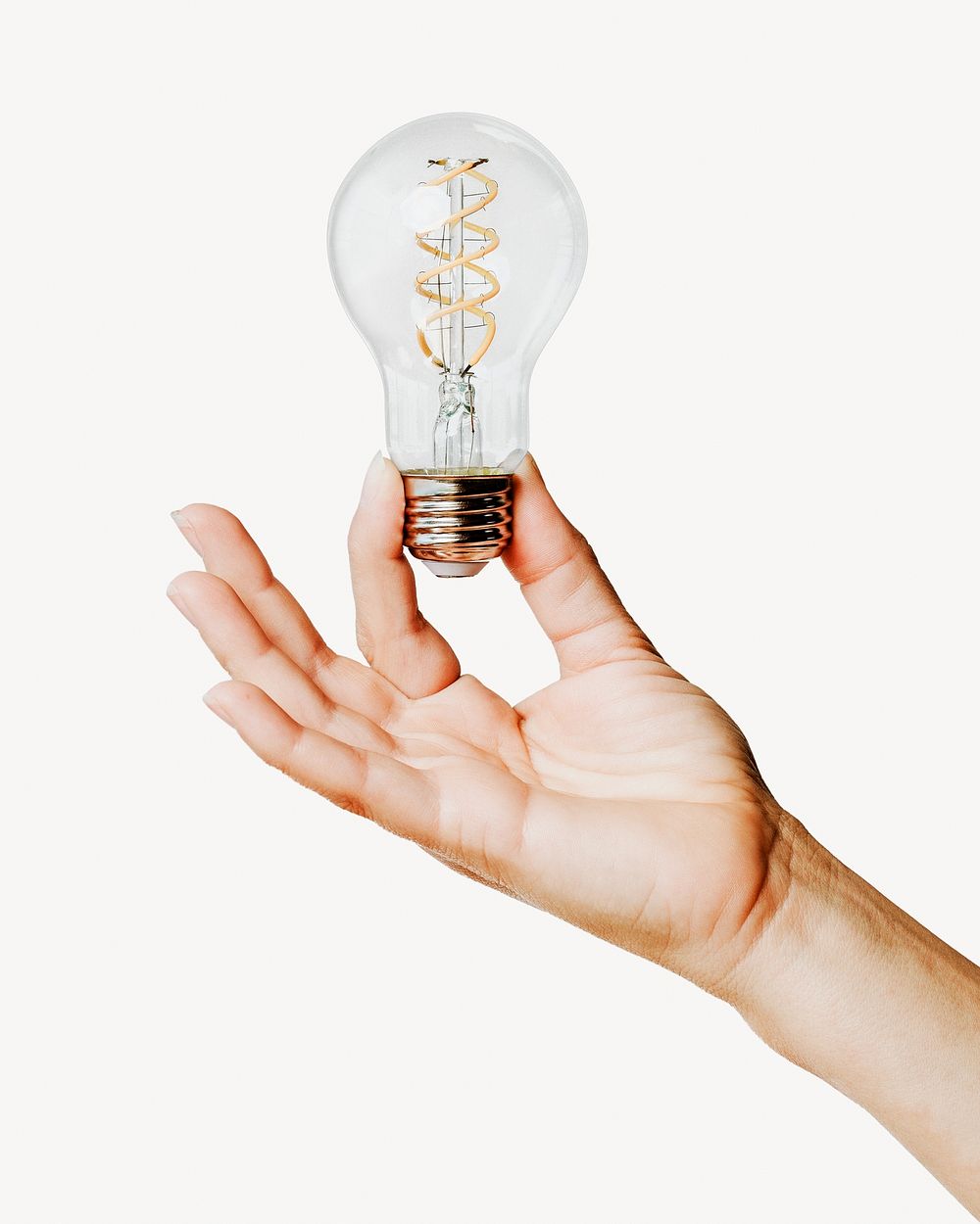 Hand holding light bulb isolated design