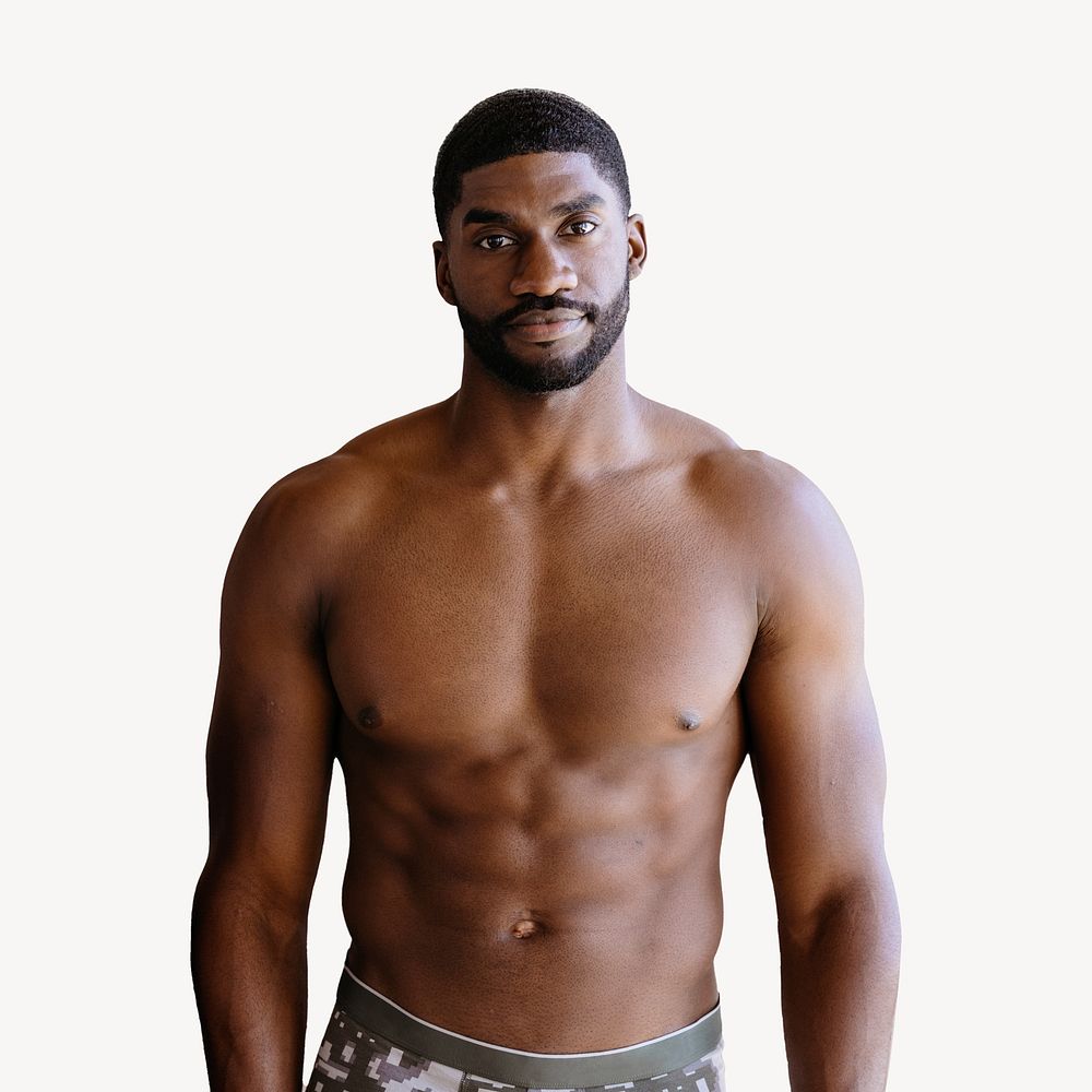 Muscular black man isolated image
