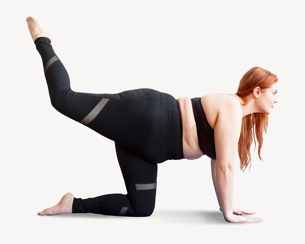 Chubby woman stretching isolated design